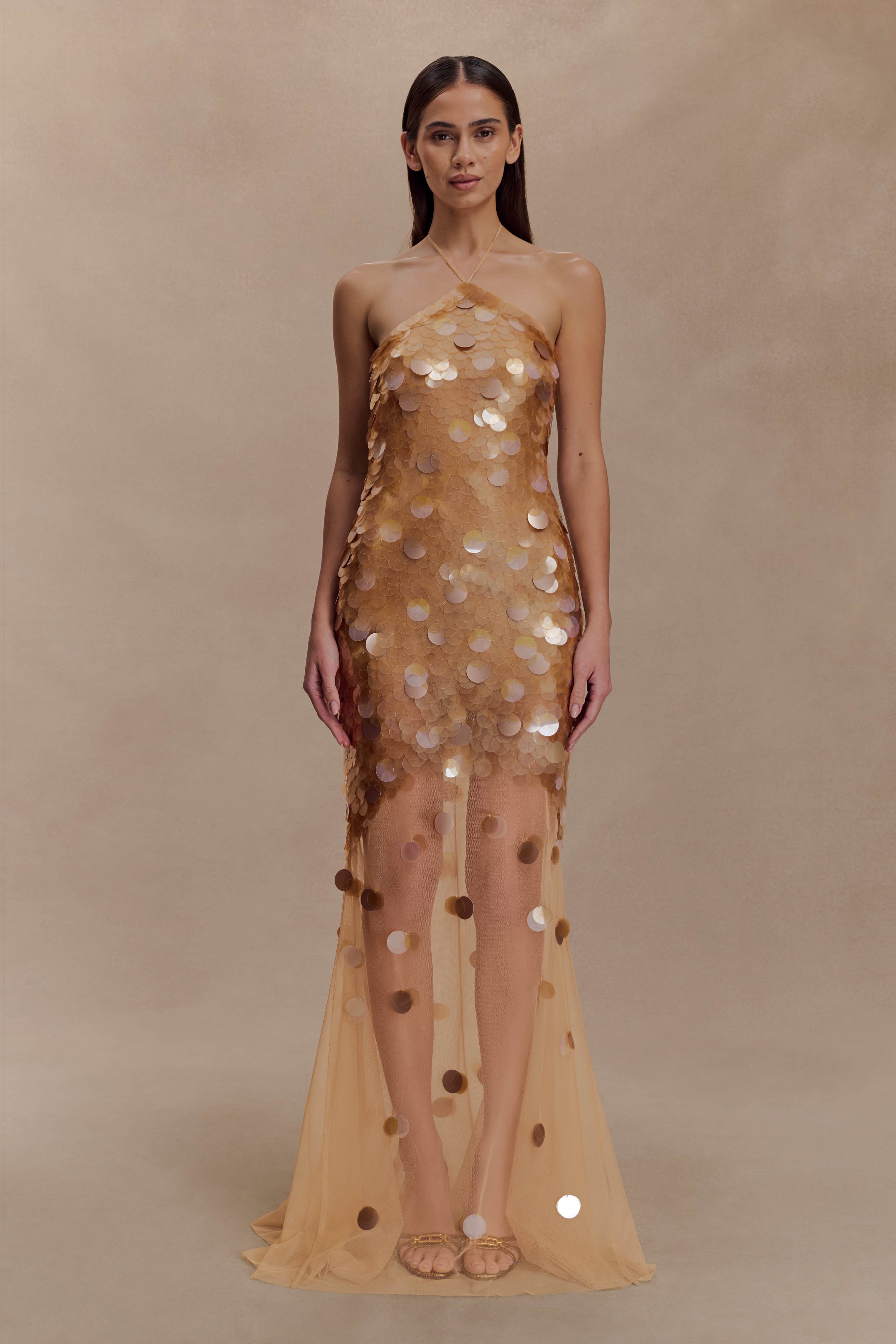Jenny Hand Embellished Maxi Dress - Gold