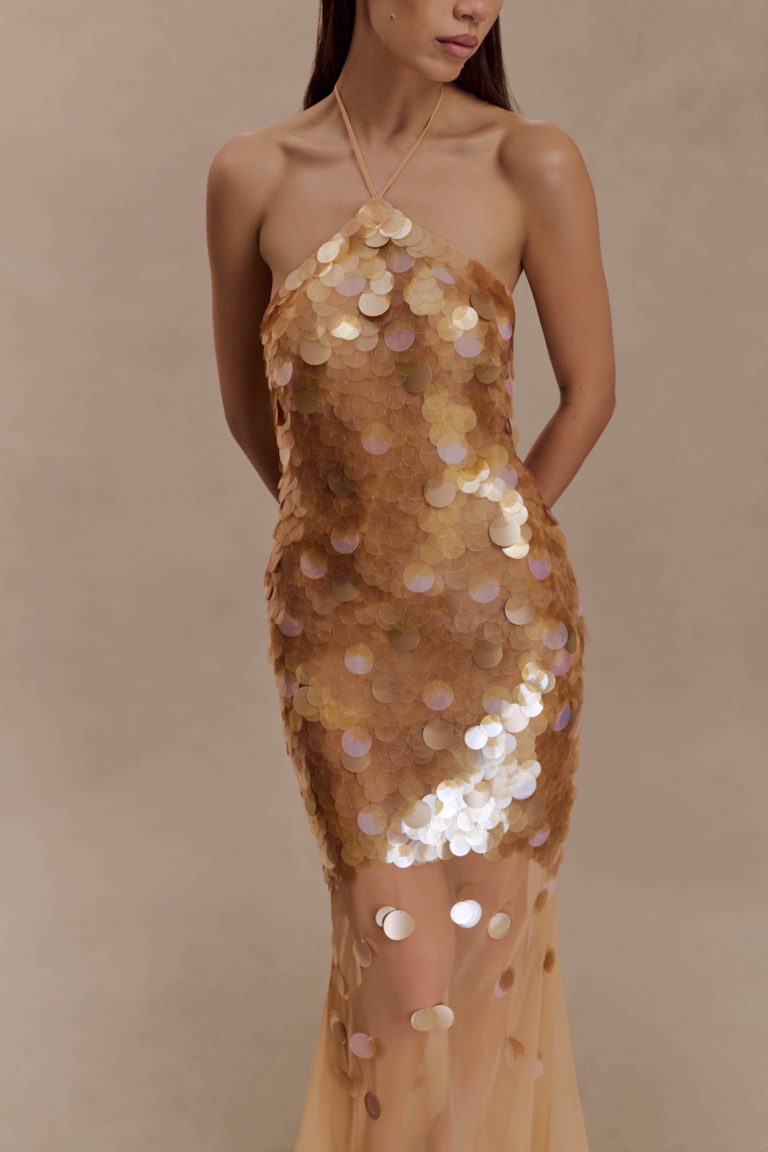 Jenny Hand Embellished Maxi Dress - Gold