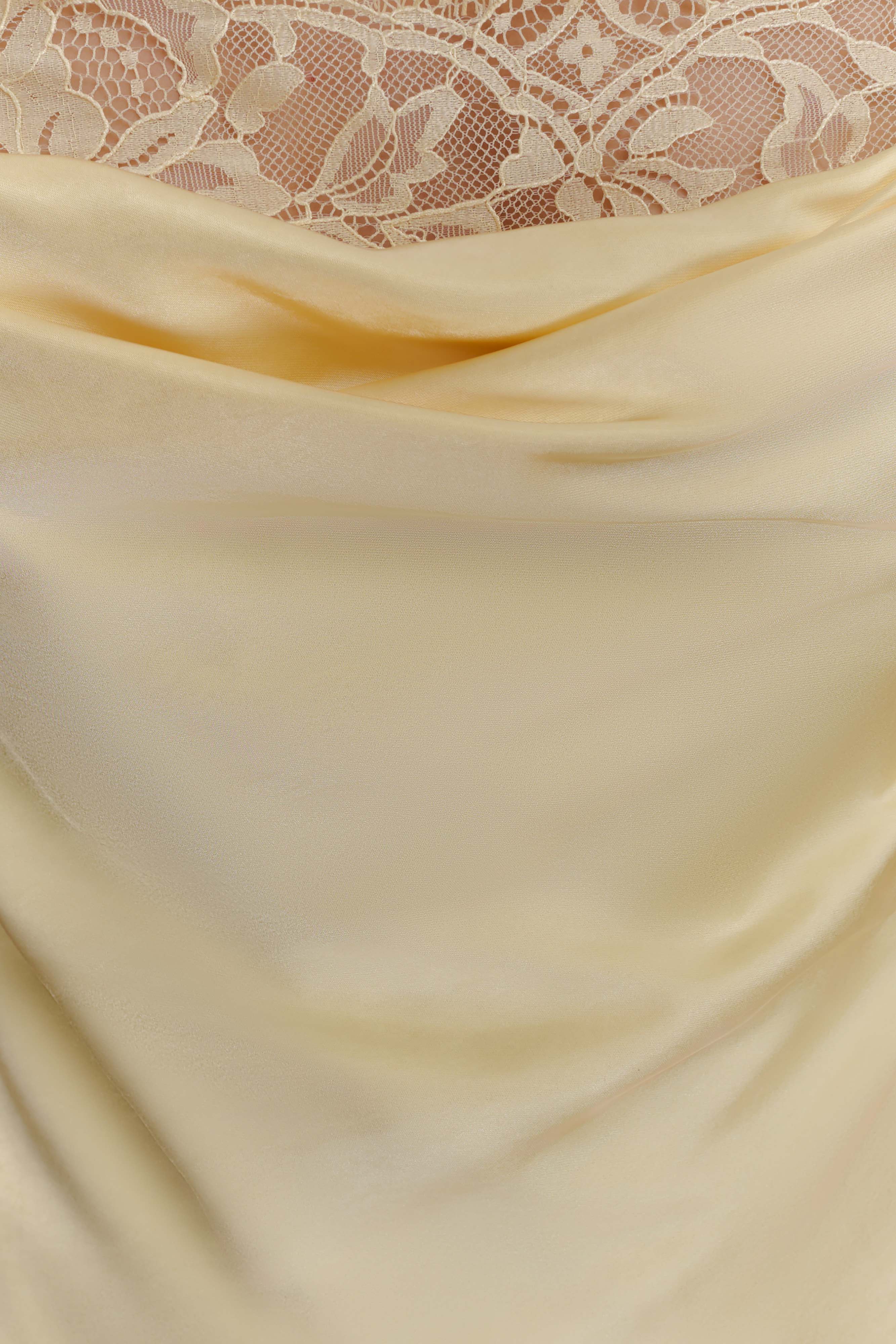 Isadora Lace & Satin Maxi Dress - Lemon