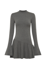 Blair Knit Mini Dress With Pleats - Charcoal