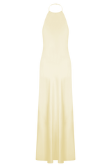 Bella Satin Halter Maxi Dress - Lemon